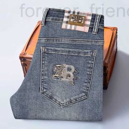 Men's Jeans designer High end European autumn and winter jeans, men's slim fitting straight tube trendy brand hot stamping elastic loose casual pants, men ECT4