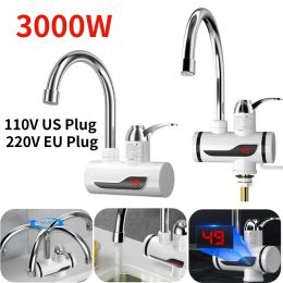 Heaters Electric Hot Water Heater Faucet 3000W Hot Cold Mixer Tap 360 Degree Rotation Fast Heating Tap Digital Kitchen Bathroom Supplies