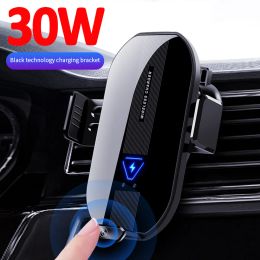 Chargers 30W Car Wireless Charger Automatic Car Mount Phone Holder For iPhone 14 13 12 X Samsung Xiaomi Fast Charging Infrared Induction