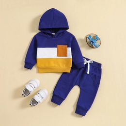 Clothing Sets Baby Boys Autumn Winter Clothes Contrast Colour Patchwork Long Sleeve Tops Hoodies Pants Set Toddler Outfits Tracksuits 0-3Y