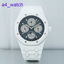 Modern AP Wrist Watch Royal Oak Series Box Certificate 41mm Automatic Mechanical Mens White Ceramic Calendar Watch 26579CB