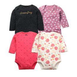 One-Pieces 4 PCS/Lot Spring Autumn Baby Rompers 100% Cotton Newborn Baby Clothes For 02Y Girls Boys Long Sleeve Jumpsuit Baby Clothing Set