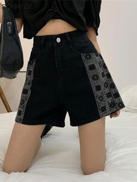 S-5XL Shorts Women Summer High Waist Denim Printed All-match Stylish Loose ly Classic Students Ulzzang 240418