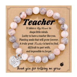 Strands Natural Stone Teacher Bracelet Gifts for Women,thank You Gifts for Teacher Meaningful Gifts for Women with Gift Message Card