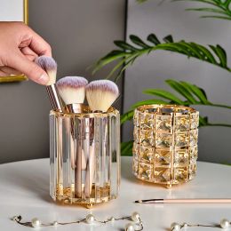 Bins European Luxury Crystal Pen Holder Makeup Brush Storage Jewellery Organiser Girl's Room Decoration Accessories Desktop Storage