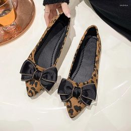 Casual Shoes Spring Women's Flat -bottomed Leopard Print Versatile Bow Comfortable Fashion Ladies Single