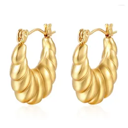 Hoop Earrings 18K Gold Plated Stainless Steel Classic Statement For Women Jewelry