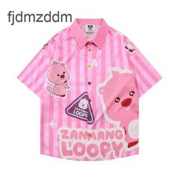 Fashion Designer Men's and Women's Shirts Casual Cartoon Full Print Cute Ruby Short Sleeved Shirt Girl Sweet Loose Cardigan Summer