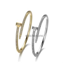 High Quality Luxury Bangle carter 18k Gold Plated Stainless Steel Famous Brands Designer Fashion Rose Diamond Bracelet Jewellery Screw Nail