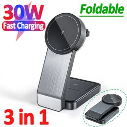 Chargers 30W 3 in 1 Magnetic Wireless Charger Stand For iPhone 14 13 Pro Max Apple Watch Airpods Pro IWatch Fast Charging Dock Station