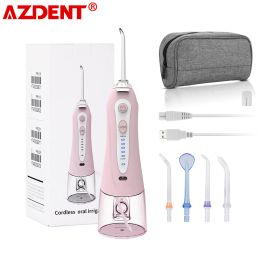 Irrigators Azdent Portable Oral Irrigator with Travel Case Bag Hf9 Usb Charger Water Dental Flosser Irrigation Tooth Pick Floss 240ml