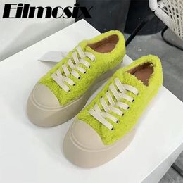 Casual Shoes Wool Warm Lace Up Mary Jane Women 2024 Thick Sole Outside Round Toe Comfortable
