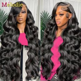 250 Density 40 Inch HD Transparent 13x4 13x6 Body Wave Lace Frontal Wig Human Hair Pre Plucked Brazilian Front Women 240419