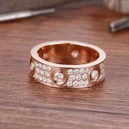 Starry ring love rings Titanium Steel Full Sky Star Embroidered Steel C Home Fashion Inlaid Zircon Ring with White Rose Gold Couple Ring Design