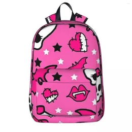 Backpack Pretty Pink Pattern Boy Girl Bookbag Students School Bag Cartoon Kid Rucksack Travel Shoulder