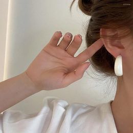 Hoop Earrings Simple Temperament Cool Style Metal Korean Women Earring C-shaped Resin Fashion Jewellery