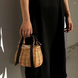 Shoulder Bags Rattan Handbag Straw Bag Fashion Basket High Quality Hand Woven Summer Beach Women Top Handle