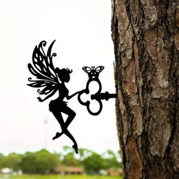 Garden Decorations Metal Black Fairies Stakes Decoration Cute Decorative Outdoor Statues For Lovers Yard