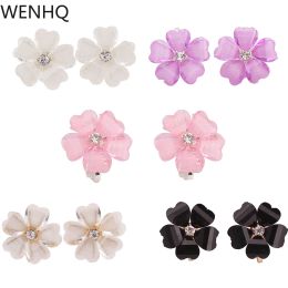 Earrings WENHQ Korean Flower Shape Clip on Earrings Without Pierced for Women Fashion Gold Color Silver Plated Ear Clip Cuff Earrings