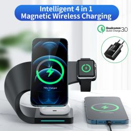 Chargers 15W Magnetic Wireless Charger Stand For iPhone 12 Pro Max 4 in 1 Fast Charging Dock Station For Apple iWatch AirPods