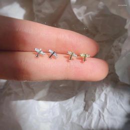Stud Earrings Fashion Simple Mini Aircraft For Women Fine CZ Zircon Crystal Girl Jewellery Birthday Party Gifts