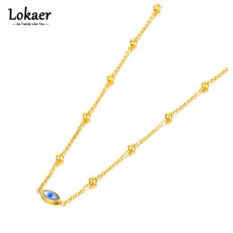 Necklaces Lokaer Gothic Turkish Evil Eye Stainless Steel Statement Collar Necklace Fashion Ethnic Style Shell Jewelry For Women N22198