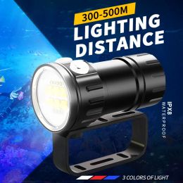 Scopes 300000lm Professional Diving Flashlight Portable Ipx8 Waterproof Torch Lamp for Diving Scuba Underwater Hunting Lantern Fishing