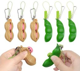 Edamame Toys Squishy Squeeze Peas Beans Keychain Anti Stress Adult Toy Rubber Boys Xmas Gift Toys2440264