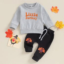 Clothing Sets FOCUSNORM 0-3Y Toddler Baby Boys Thanksgiving Clothes 2pcs Letter Print Long Sleeve Sweatshirts Turkey Pants