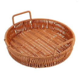 Plates Storage Basket Fruit Container Dessert Good Breads Holder Restaurant Home Fruits Wooden Handle Creative