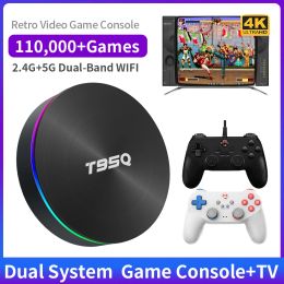 Consoles S905X3 Retro Game Console Android 9.0 & Emuelec 4.5 Dual System 4K HD TV Box 110,000+ Games 70+ Emulators for PS1/PSP/N64/DC