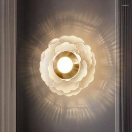 Wall Lamp Modern Glass Light Flower Metal Warm Luxury Bedside Eye Protection Led Hallway Kitchen Transparent Lampshade