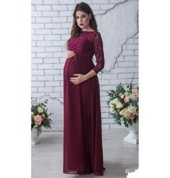 Burgundy Maternity Bridesmaid Dresses With Sleeves Chiffon And Lace Pregnant Women Maid Of Honour Gowns For Weddings Party prom dre6237707