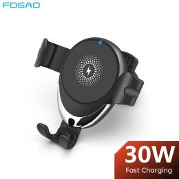 Chargers 30W Wireless Car Charger For iPhone 15 14 13 12 11 XS X XR 8 Samsung S23 S22 Gravity Air Vent Mount Fast Charging Phone Holder