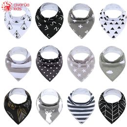 Soft Comfortable Colourful 12 Pack 100% Organic Cotton And Baby Bandana For Boys Girls Infant Adjustable Snaps Saliva Bibs 240422