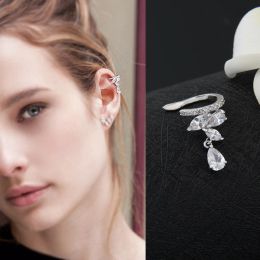 Earrings Fashion Drop Water Clip Earrings Jewelry Zirconia Crystal Jackets Jewelry Cuff Earrings For Women Boucle D'oreille Aros AE230