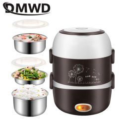 Appliances DMWD Electric Mini rice cooker 2/3 layers stainless steel liner portable egg boiler steamer food warmer lunch box multicooker 2L