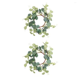 Candle Holders Spring Leaf Wreath Ornaments: Voluspa 2pcs Artificial Eucalyptus Hanging Garland With Berry Decal For Indoor