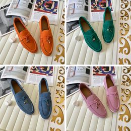 casual shoe piana Loafers Charm Walk Suede Gentleman Men for Women Hand Smooth Slip-on leather Comfort loro Dress woman mens slippers designer sandals women shoes