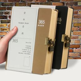 A5 Retro 365 Days Diary Notepad Book Journals Agenda Planner Thick Paper Notebook With Lock 384 Pages 240409