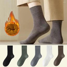 Men's Socks 10Pairs/20Pcs Winter Warm Men Plus Velvet Thermal Comfort Mid Tube Solid Color Black White Classic Antifreeze