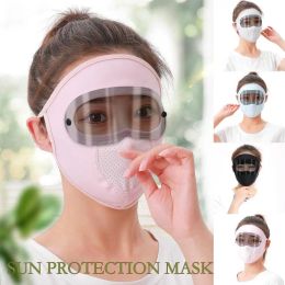 Masks Ice silk Sun Protection Mask with Detachable Sunglass Summer AntiUV Breathable Full Face Cover Outdoor Cycling Sport Equipment