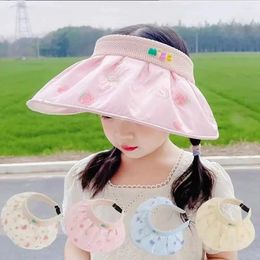 Wide Brim Hats Open-top Kids Sun Hat Cute UV Protection Adjustable Panama Cap Fruit Printed Visor Boys Girls