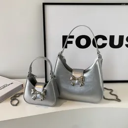 Drawstring Fashion Bow Decorative Handbag Chain PU Leather Crossbody Bag Handbags Solid Color Luxury Casual Messenger For Women