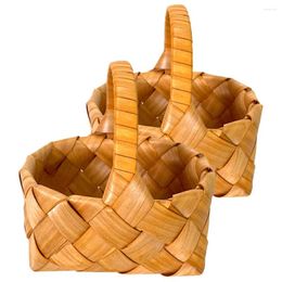 Storage Bags Wooden Flower Basket Decorative Girl Woven Baskets For Gifts Simple Arrangement Hand-woven Holder Wedding Weaving