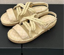 New Hemp Rope Summer Shoes Ladies Sandals Fashion High Quality Sandals Flat Open Toe Roman Sandals2222083