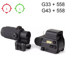 Scopes 558 G33 G43 Holographic Collimator Sight 552 Red Dot Optics Scope Reflex with 20mm Rail Mounts for Airsoft Sniper Rifle Hunting