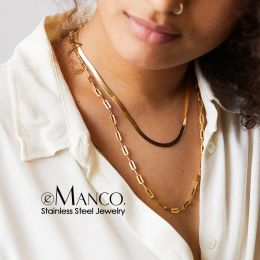 Necklaces eManco Chain Necklace Chain Stacking Multiple Thin Chain Ladies 316 Stainless Steel Chain Jewelry