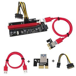 2024 VER009S PCI-E Riser Card 009S PCI Express PCIE 1X To 16X Extender 0.6M USB 3.0 Cable SATA To 6Pin Power for Video Cardfor 1X to 16X Extender