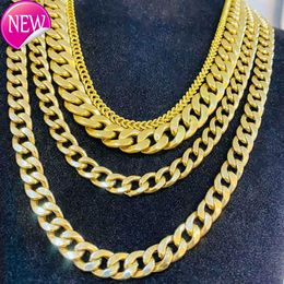Mens Gold Chains Necklace 4-20mm Flat 10k/14k/18k Yellow Solid Heavy Gold Cuban Link Chains